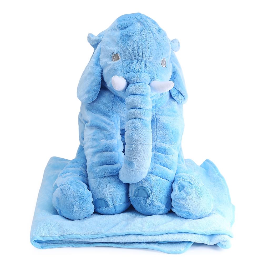 Gggles Elephant Pillow with Blanket – blue