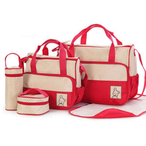 5 piece nappy bag red