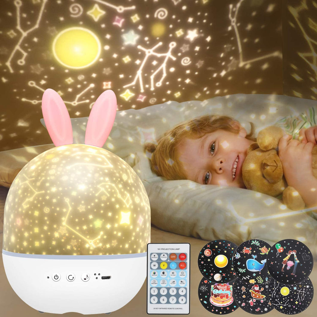 Cute Rabbit Projection Lamp Night Light