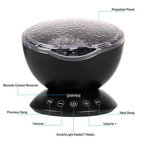 Ocean Wave Projector Night Light With Remote Control and Music Player