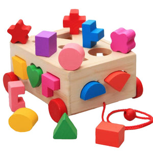 Wooden Shape Sorters with pull cart